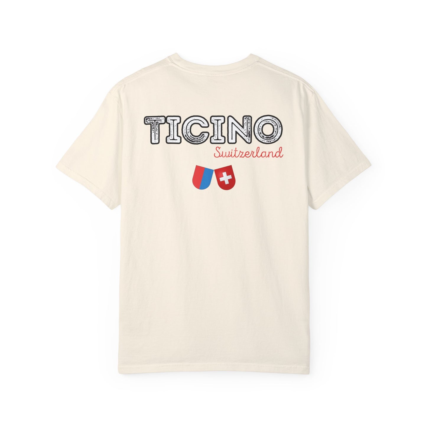 Soft garment-dyed Ticino Switzerland T-shirt for travel lovers