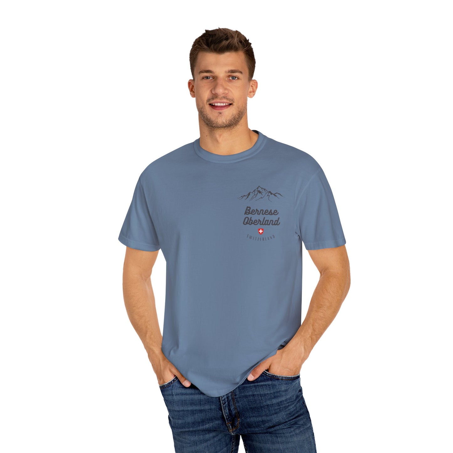 Swiss souvenir t-shirt perfect for hikers, backpackers, and outdoor lovers