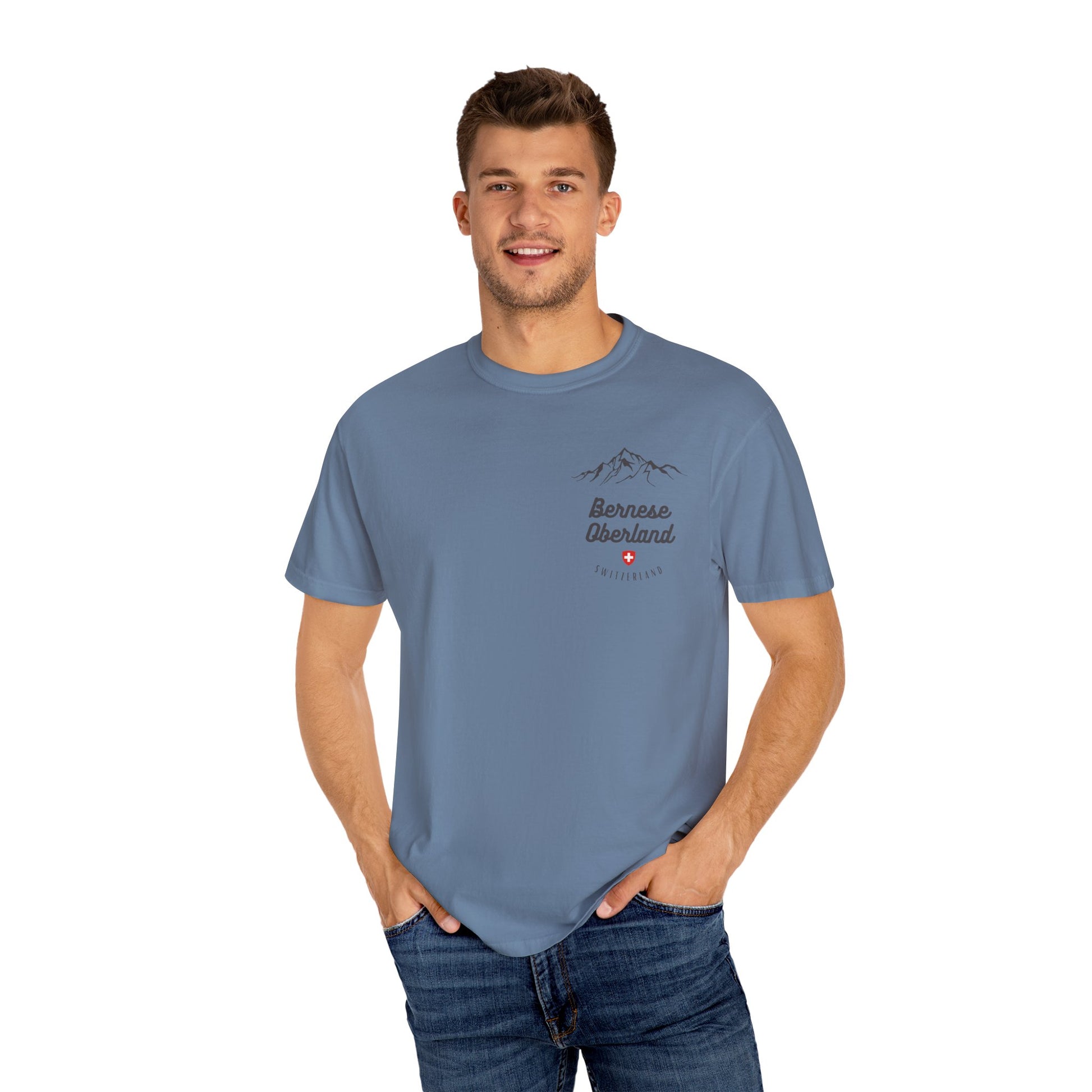 Swiss souvenir t-shirt perfect for hikers, backpackers, and outdoor lovers