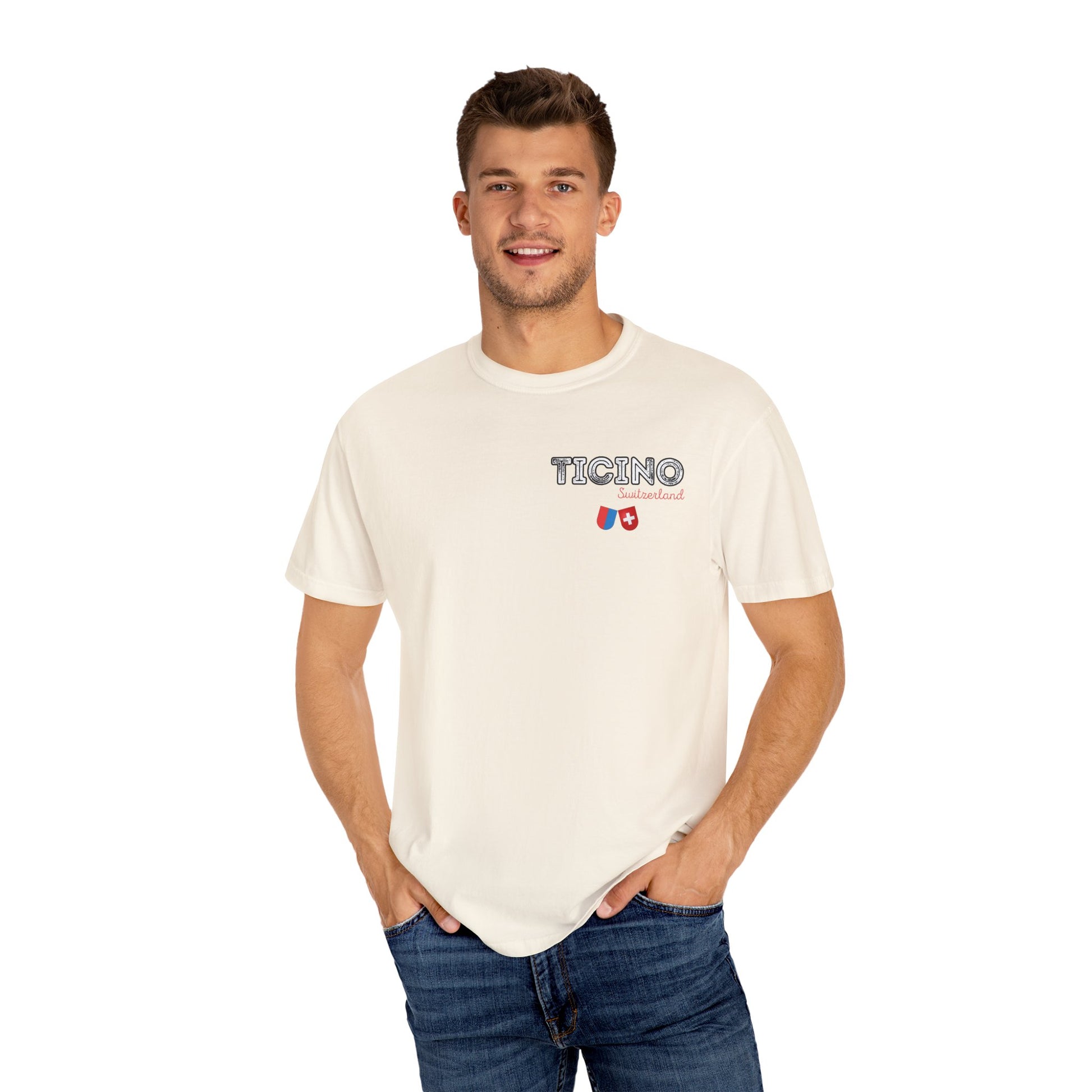 Swiss Alps-inspired Ticino Comfort Colors T-shirt in ivory