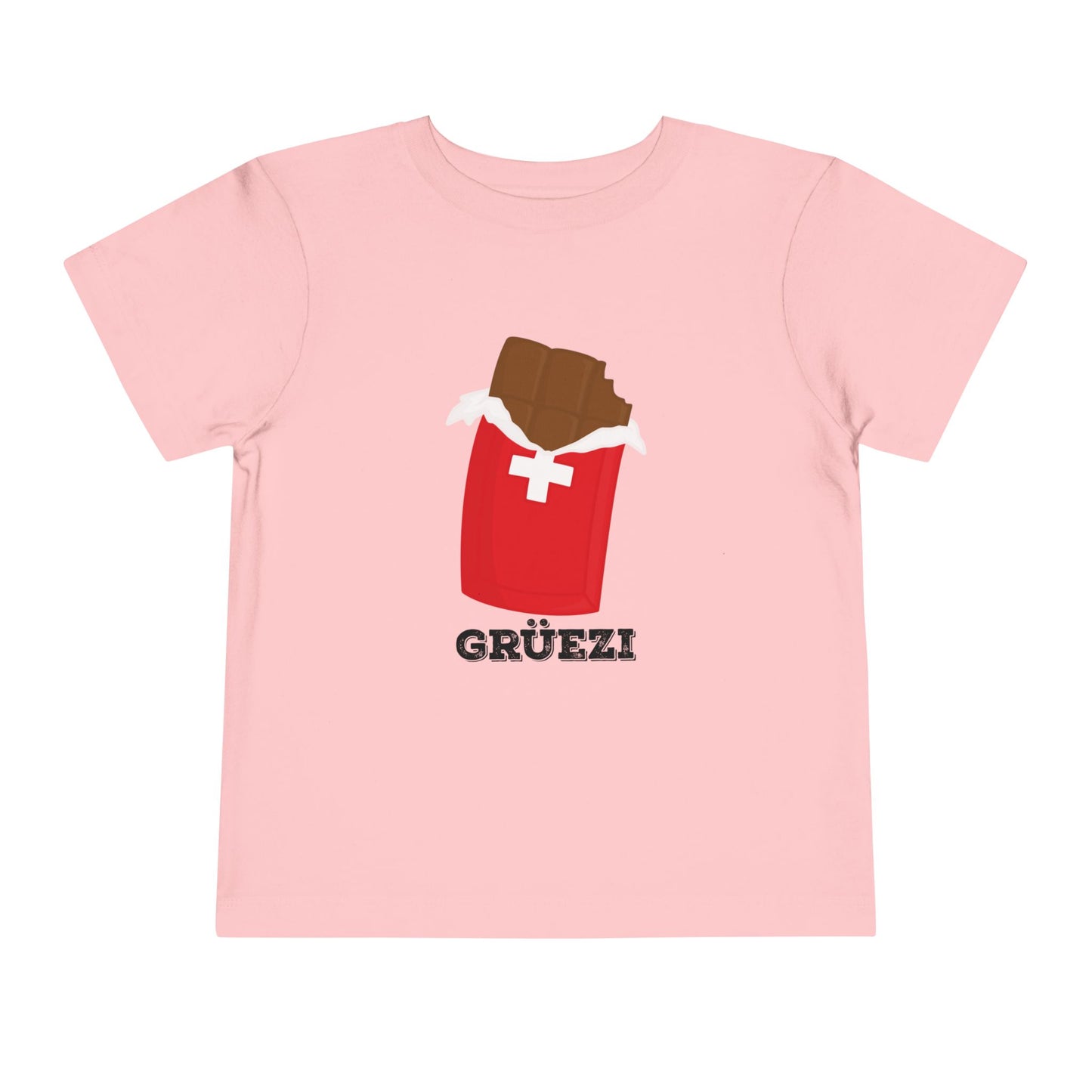 Adorable Switzerland souvenir t-shirt for toddlers featuring a Swiss chocolate design