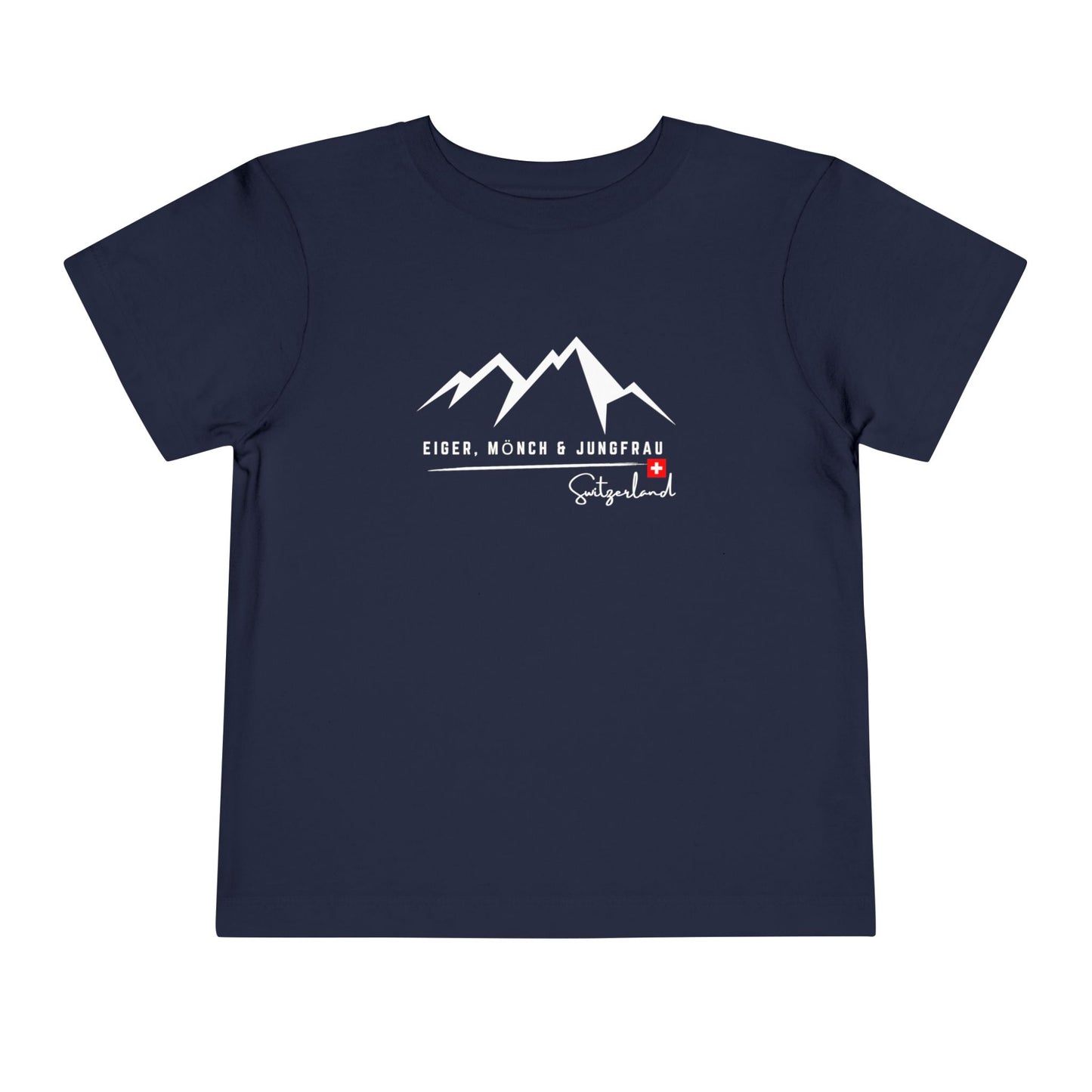 Alpine adventure t-shirt for boys and girls featuring famous Swiss peaks