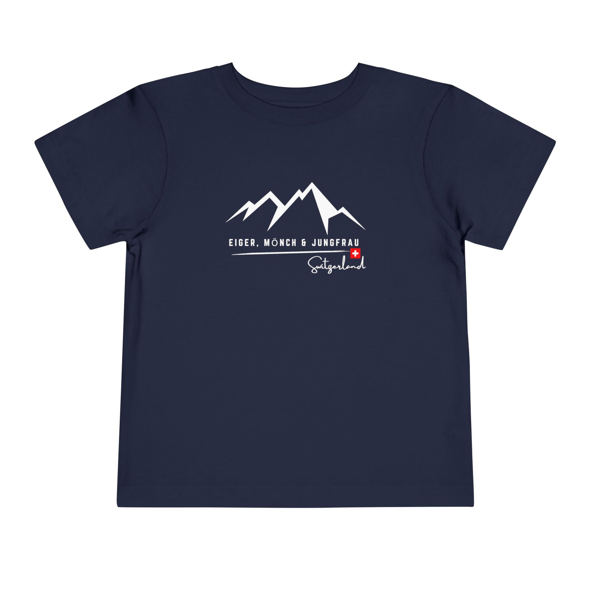 Alpine adventure t-shirt for boys and girls featuring famous Swiss peaks