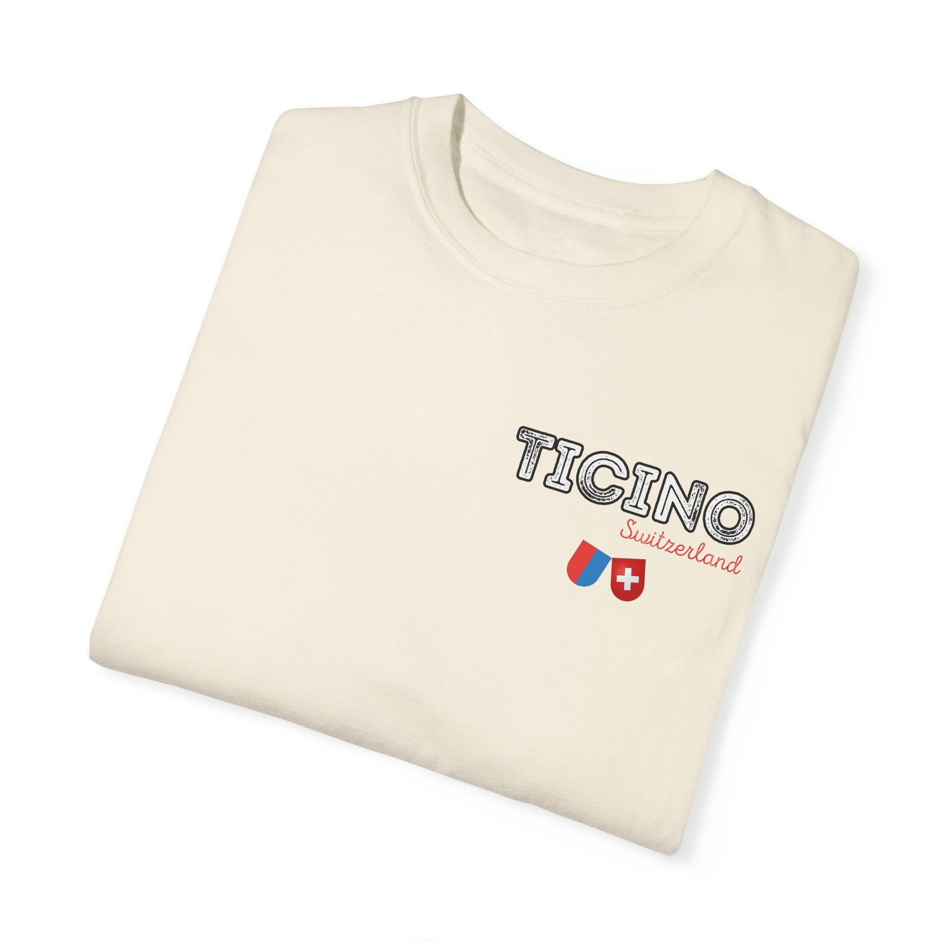 Swiss Alps-inspired Tessin Comfort Colors T-shirt in ivory