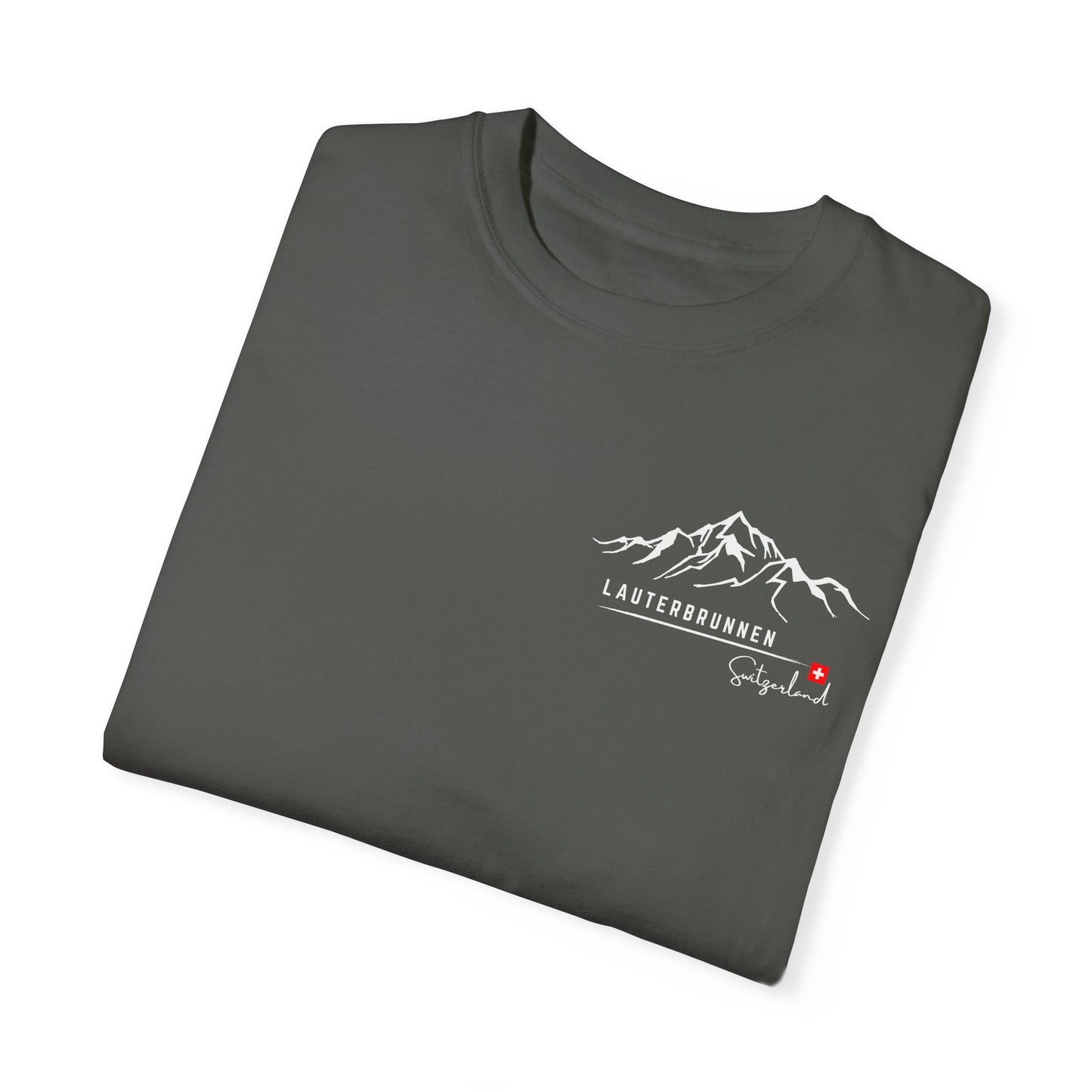 Swiss Alps hiking and adventure tee with Jungfrau Region graphics