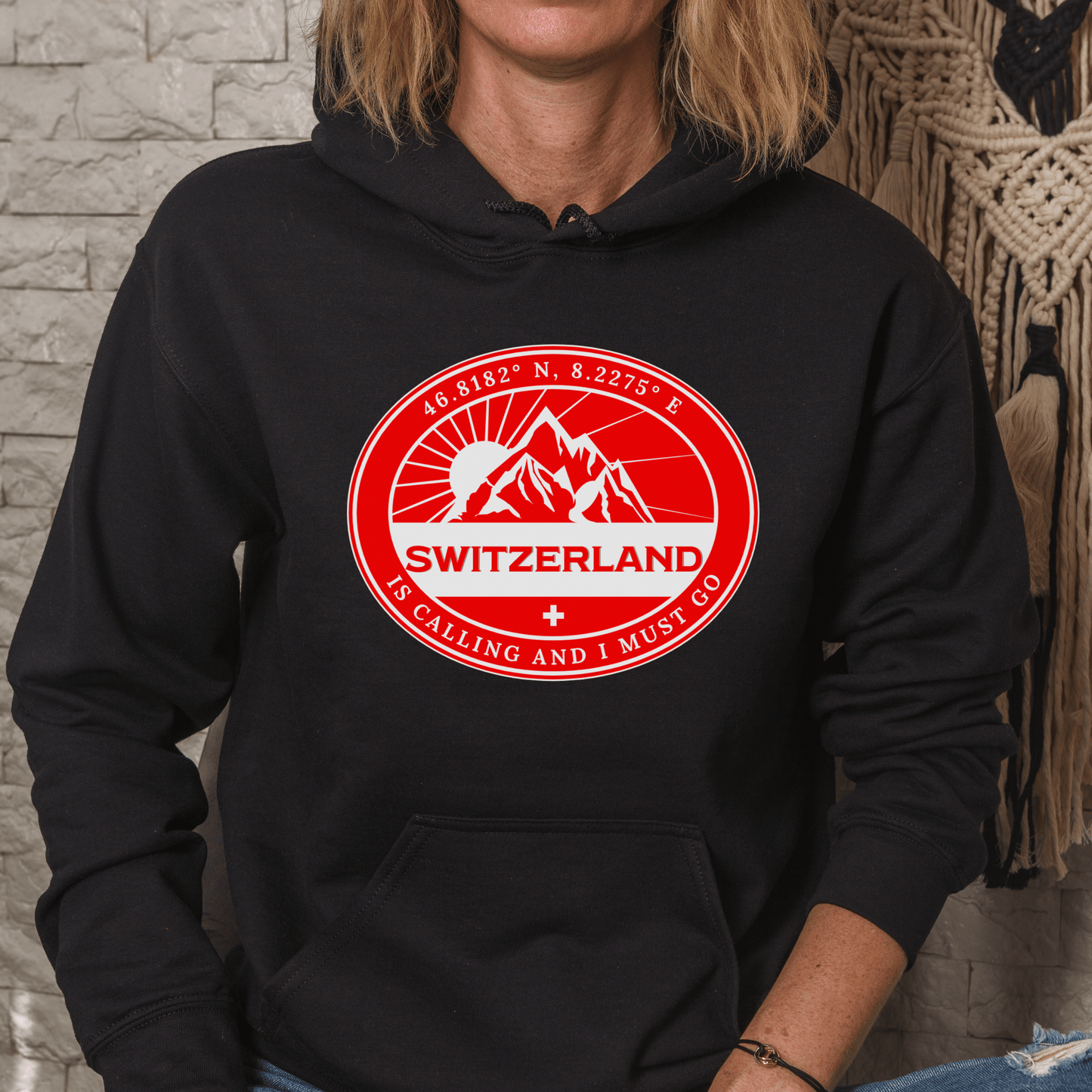 Switzerland is Calling and I Must Go Outdoor Seal with Coordinates Hoodie