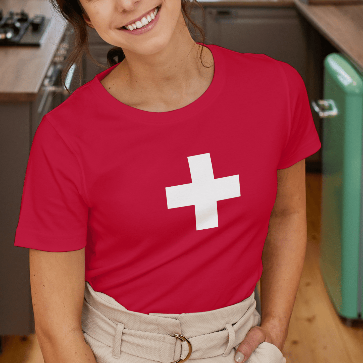 Swiss flag t-shirt patriotic for women
