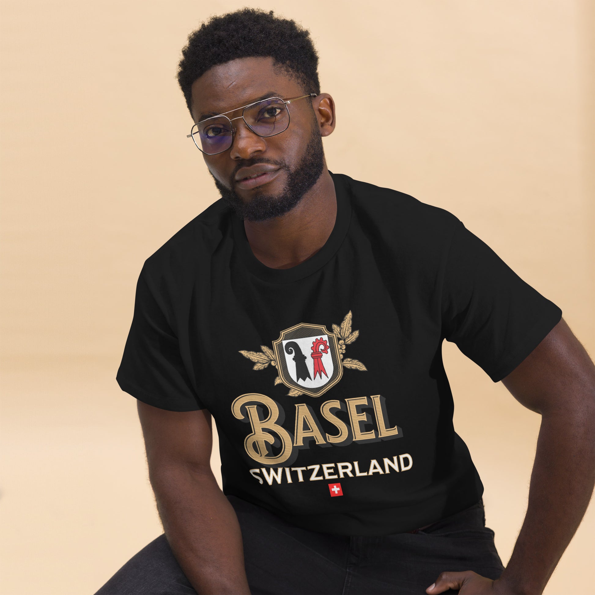 Unisex Basel Switzerland souvenir T-shirt with crest design