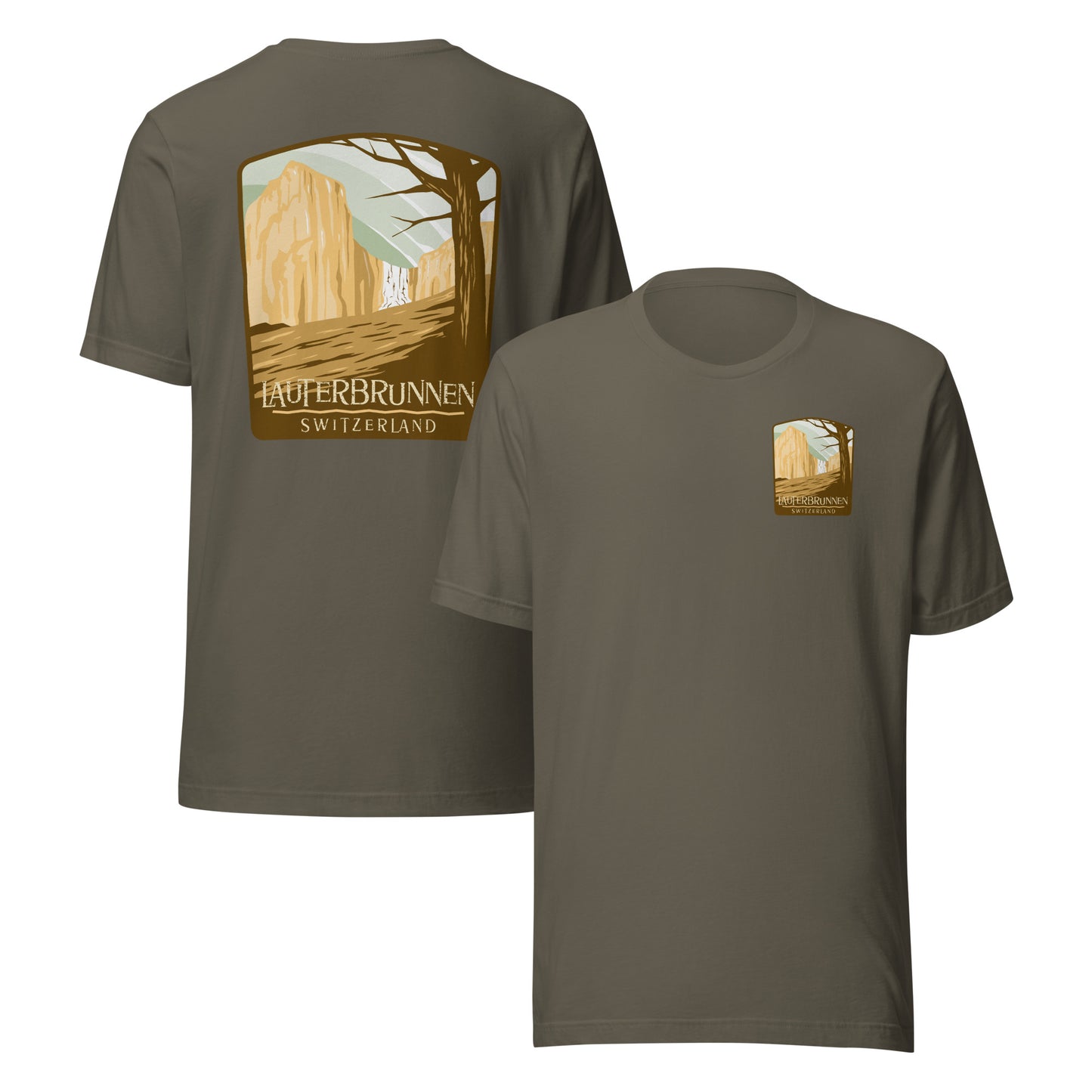 Bella + Canvas 100B tee with vintage Lauterbrunnen design