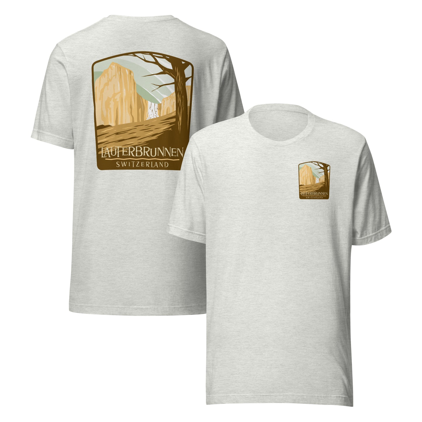 Lauterbrunnen Switzerland t-shirt front and back view