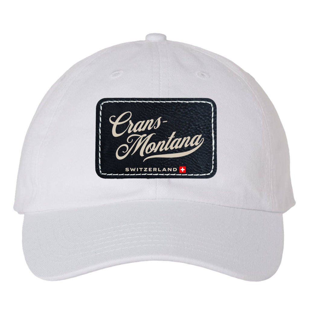 Crans-Montana Dad Hat with Rectangle Leather Patch - Perfect for nature enthusiasts and travelers