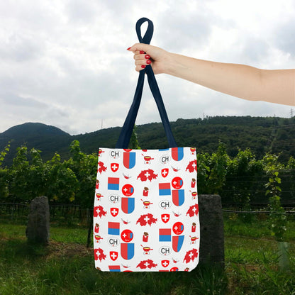 Ticino, Switzerland | Travel Icons Pattern | Tote Bag (AOP)