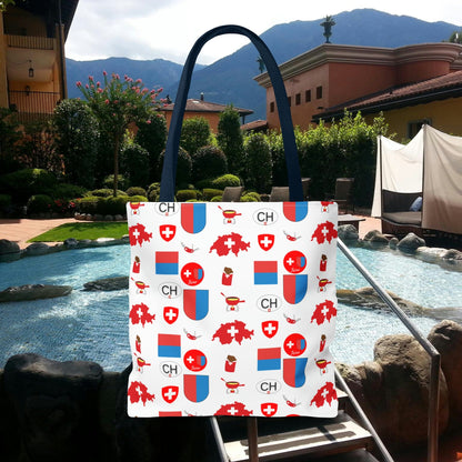 Ticino, Switzerland | Travel Icons Pattern | Tote Bag (AOP)