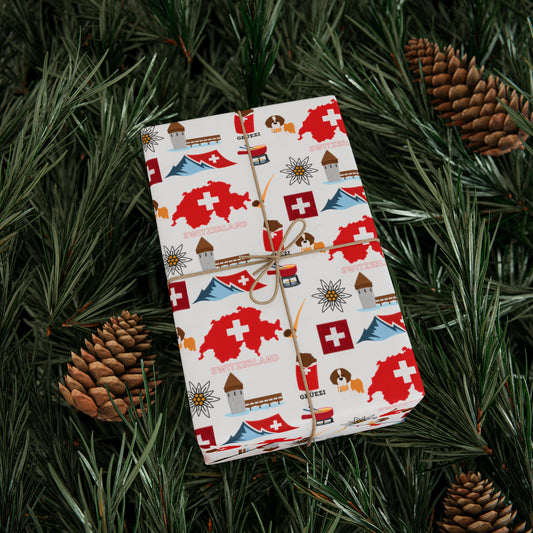 Swiss Map Wrapping Paper Design