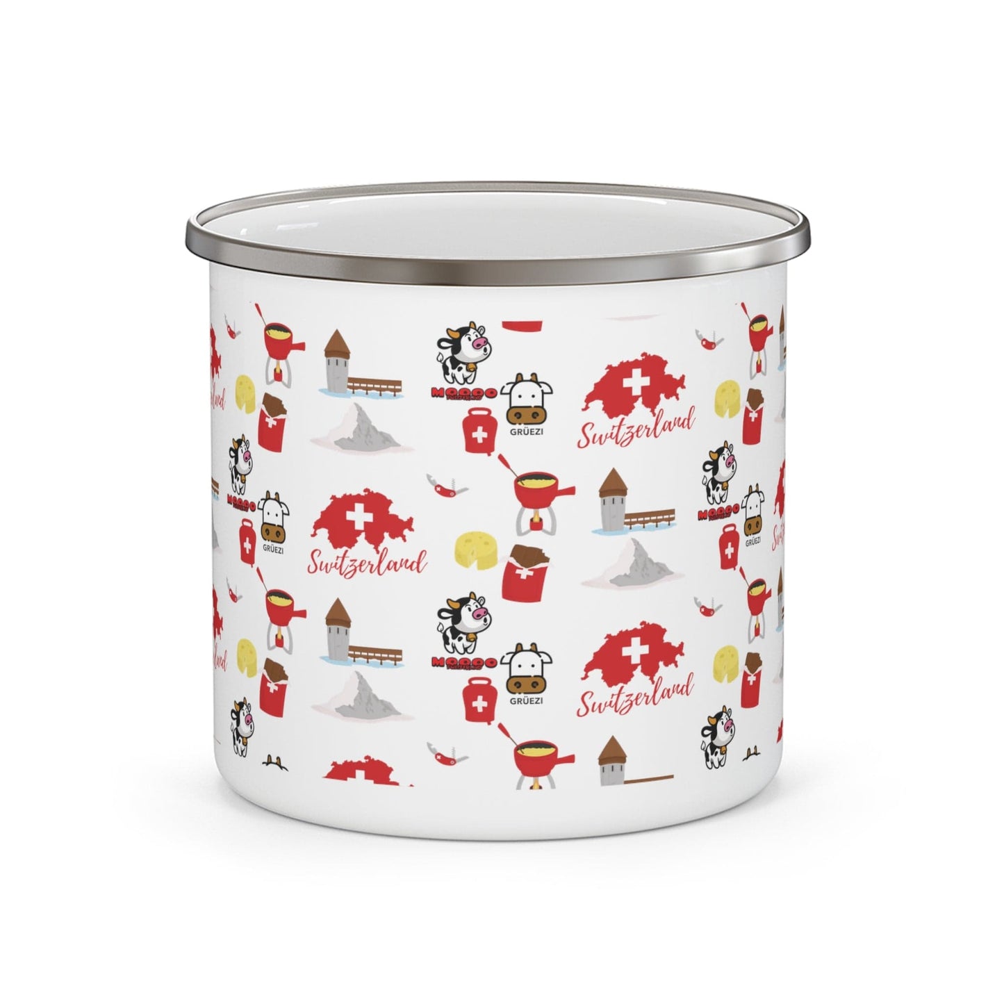Swiss Adventure Enamel Camping Mug | Explore Switzerland's Iconic Wonders