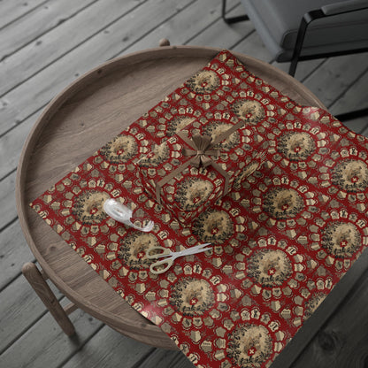 red Swiss heritage gift wrap with canton crests