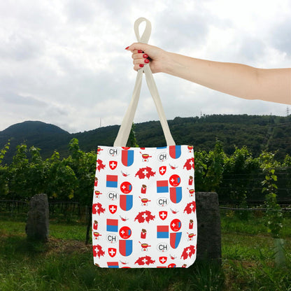 Ticino, Switzerland | Travel Icons Pattern | Tote Bag (AOP)