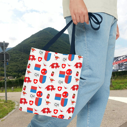 Ticino, Switzerland | Travel Icons Pattern | Tote Bag (AOP)