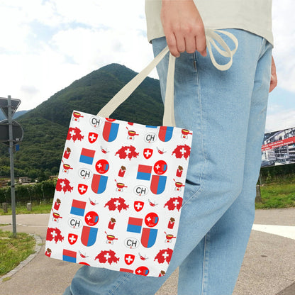 Ticino, Switzerland | Travel Icons Pattern | Tote Bag (AOP)
