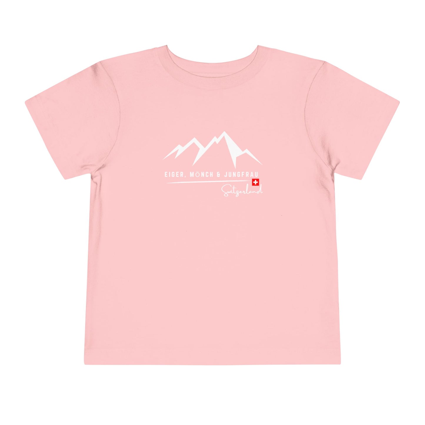Swiss-themed toddler tee perfect for travel, hiking, and outdoor family fun