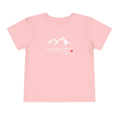Swiss-themed toddler tee perfect for travel, hiking, and outdoor family fun