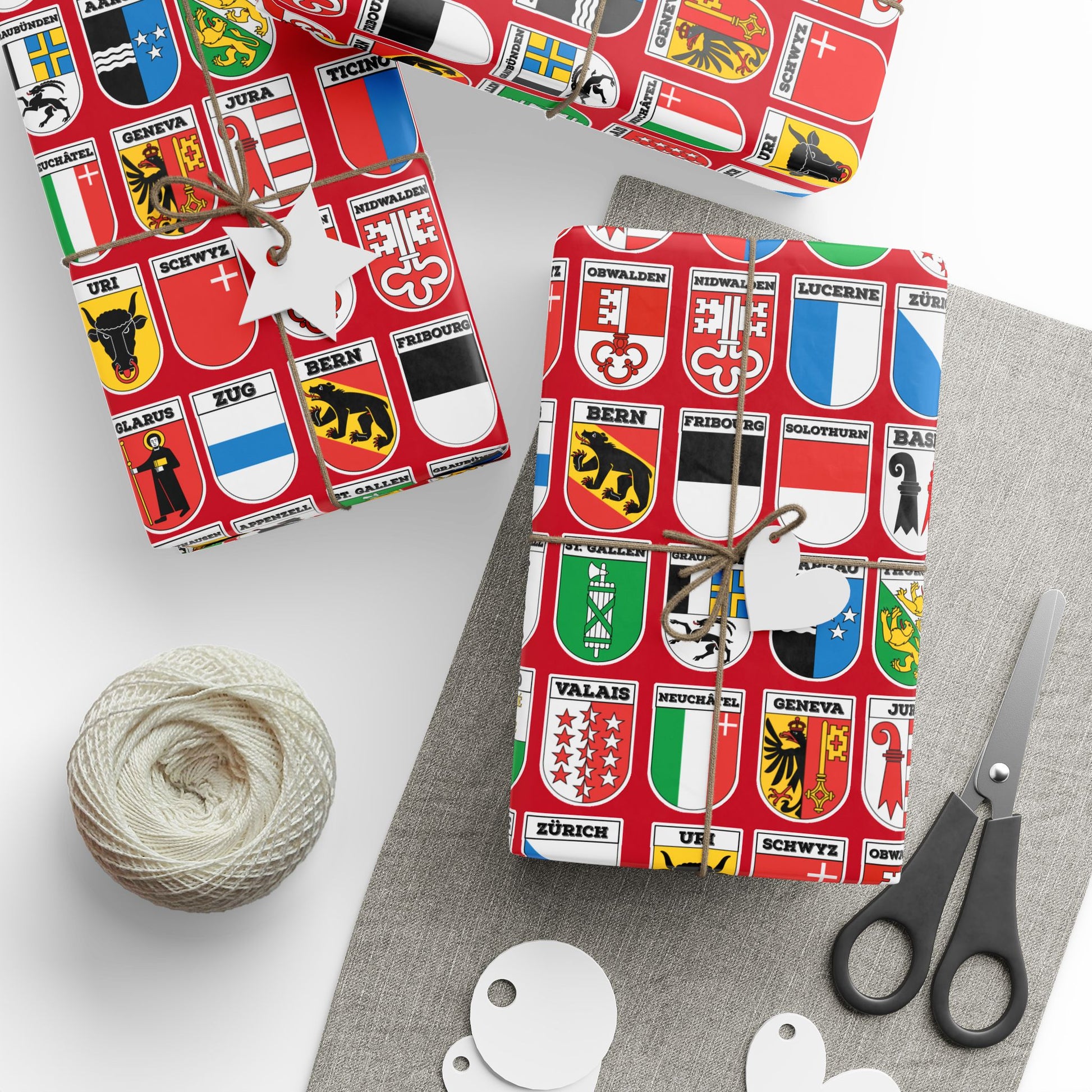 Swiss cantons flags gift wrap sheet