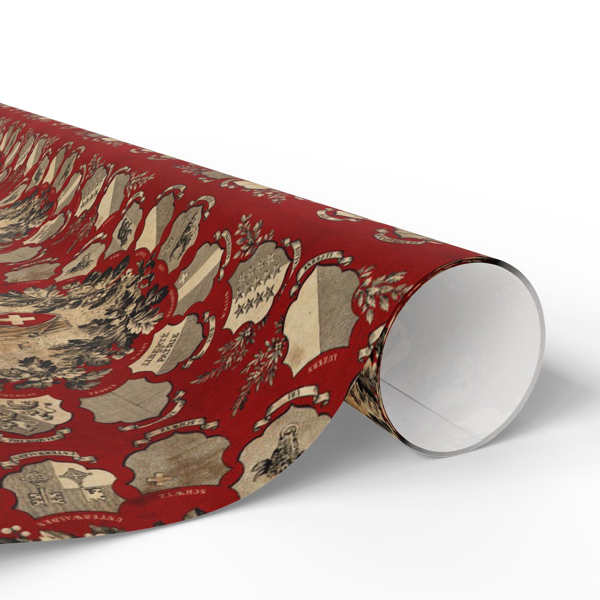 traditional Swiss map wrapping paper design