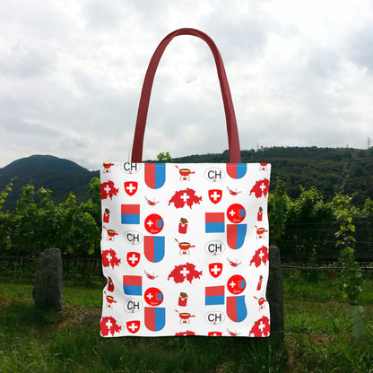 Ticino, Switzerland | Travel Icons Pattern | Tote Bag (AOP)