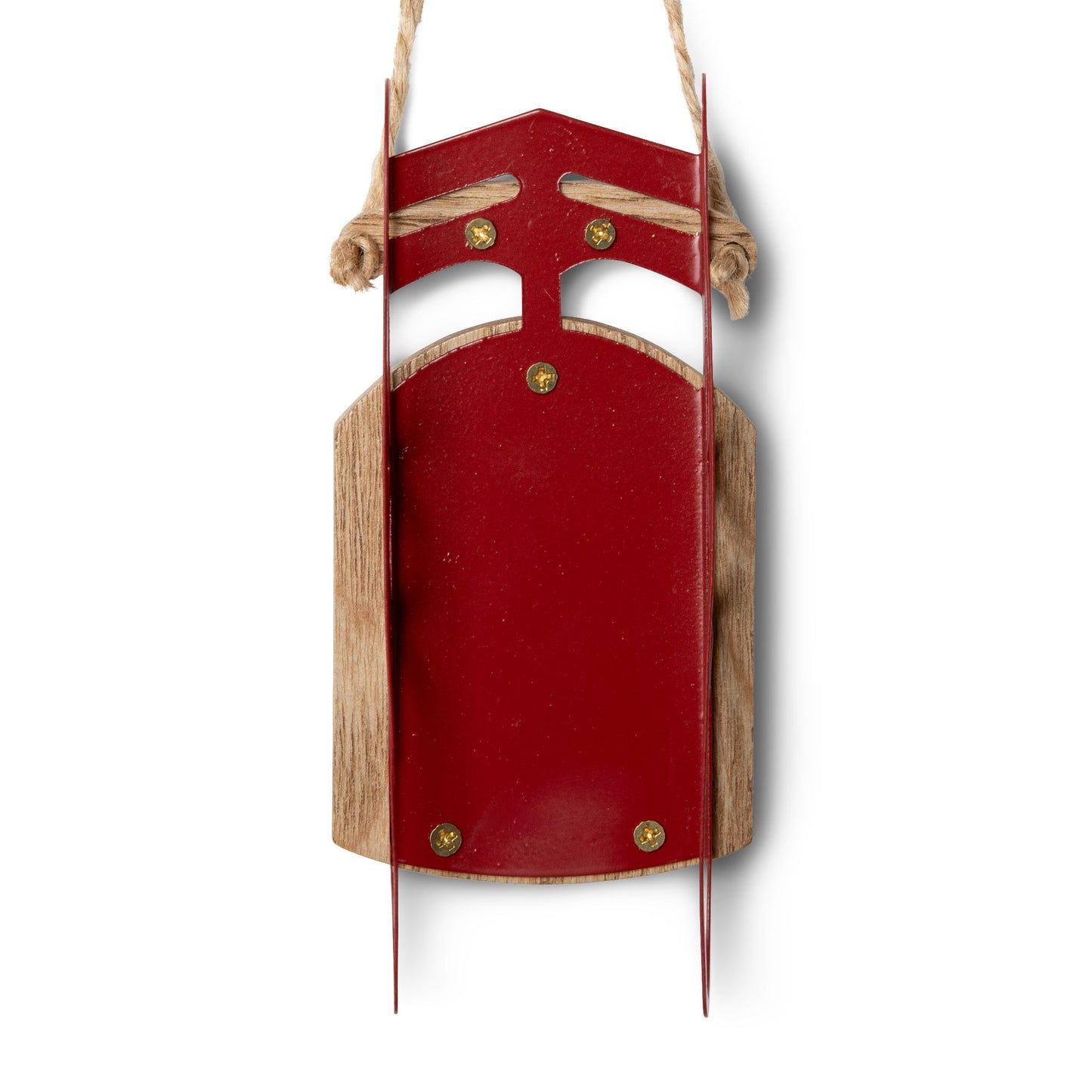 Handcrafted wooden sled ornament with Swiss Alps souvenir from Zermatt