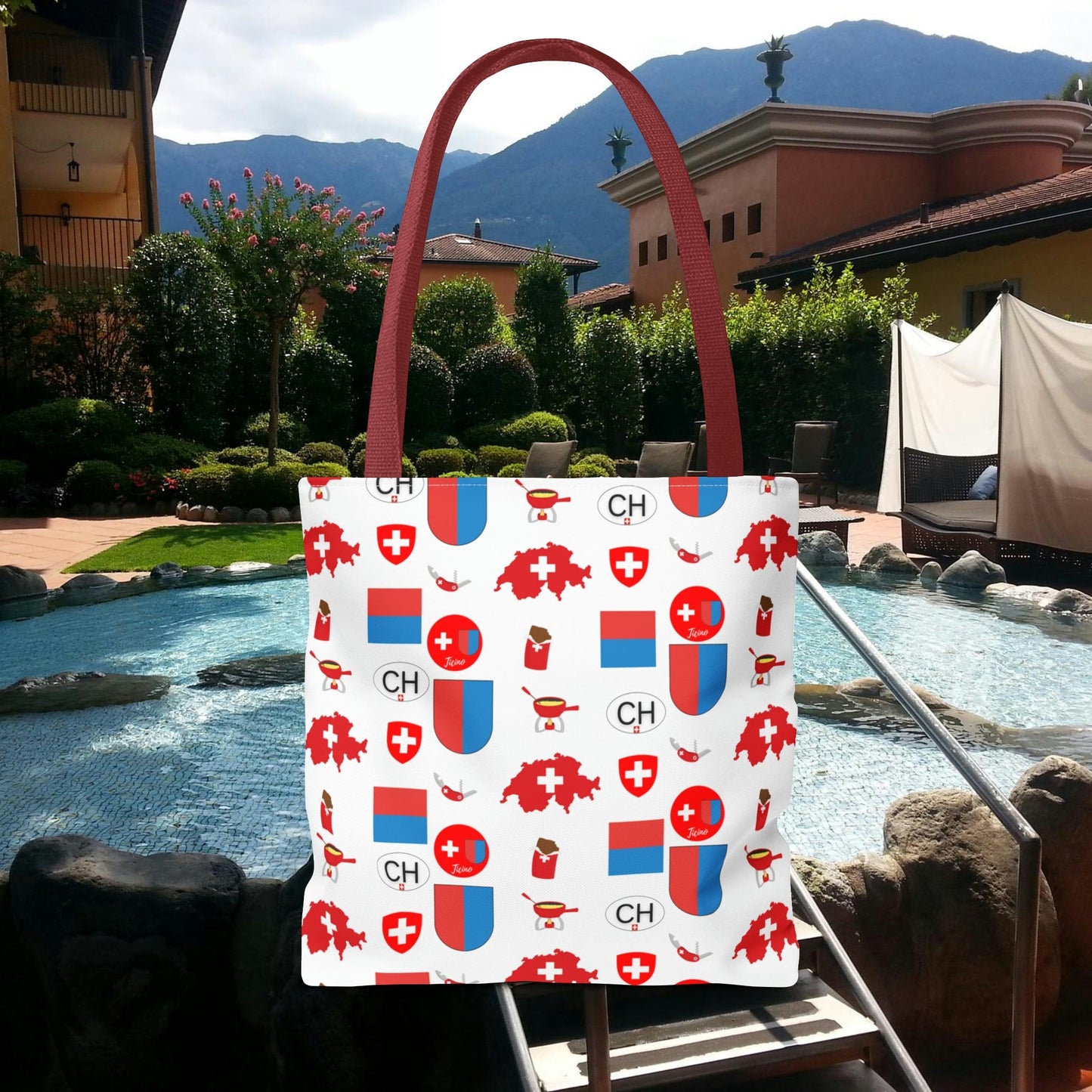 Ticino, Switzerland | Travel Icons Pattern | Tote Bag (AOP)