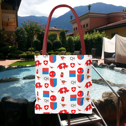 Ticino, Switzerland | Travel Icons Pattern | Tote Bag (AOP)