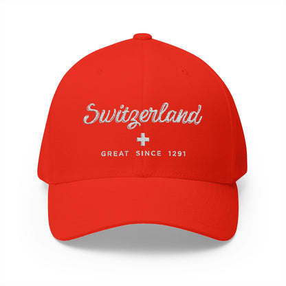 Switzerland Great Since 1291 structured cap in red – Swiss pride souvenir hat"