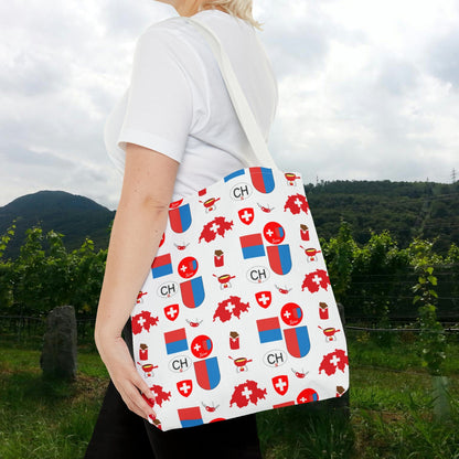 Ticino, Switzerland | Travel Icons Pattern | Tote Bag (AOP)