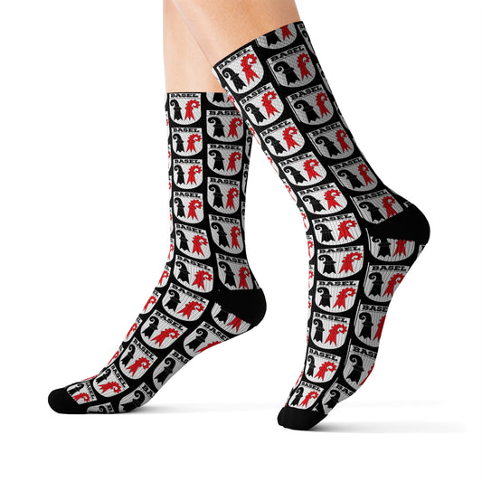 Elevate your style with Basel Coat of Arms Socks. Perfect for Basel aficionados. Embrace Swiss heritage with each step