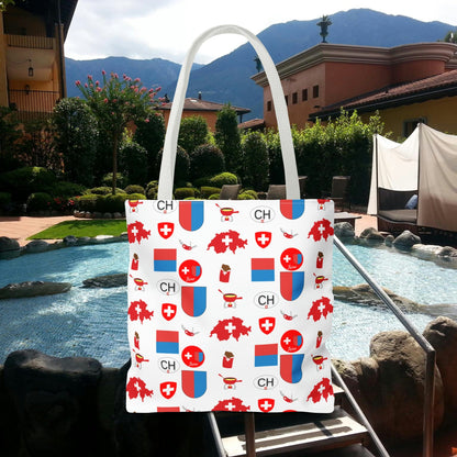 Ticino, Switzerland | Travel Icons Pattern | Tote Bag (AOP)