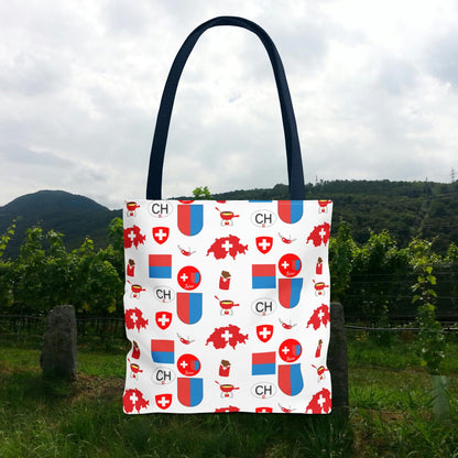 Ticino, Switzerland | Travel Icons Pattern | Tote Bag (AOP)