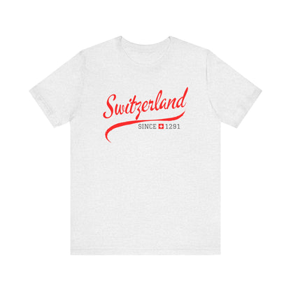 Classic Swiss souvenir T-shirt featuring "Switzerland Since 1291" design