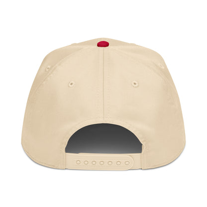 Swiss-themed trucker hat with red 3D puff lettering