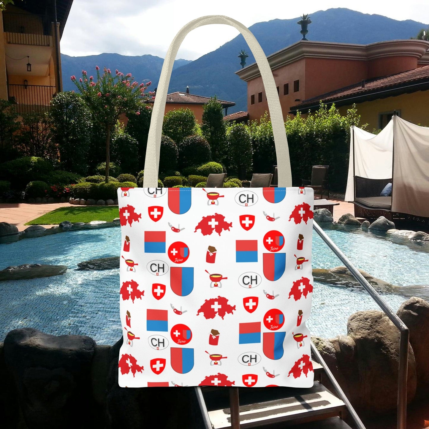 Ticino, Switzerland | Travel Icons Pattern | Tote Bag (AOP)