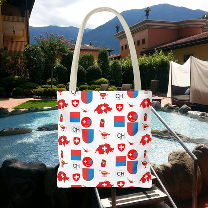 Ticino, Switzerland | Travel Icons Pattern | Tote Bag (AOP)