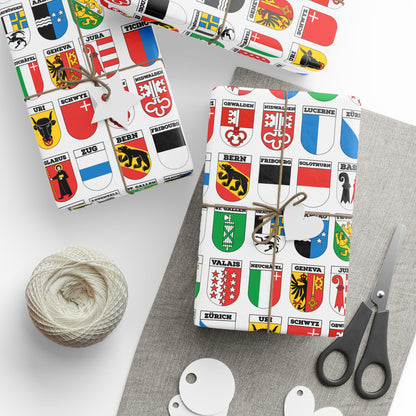 Swiss cantons wrapping paper featuring all canton flags