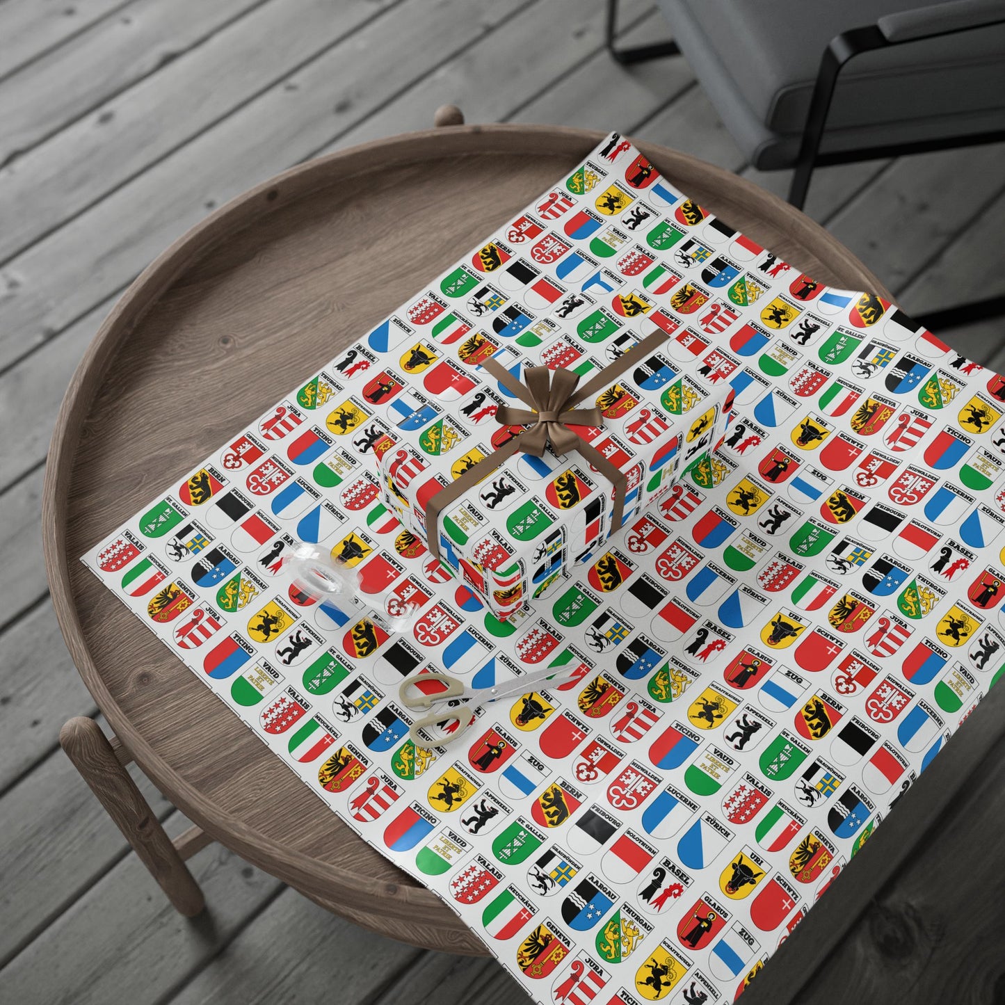 Swiss souvenir gift wrap with national symbols