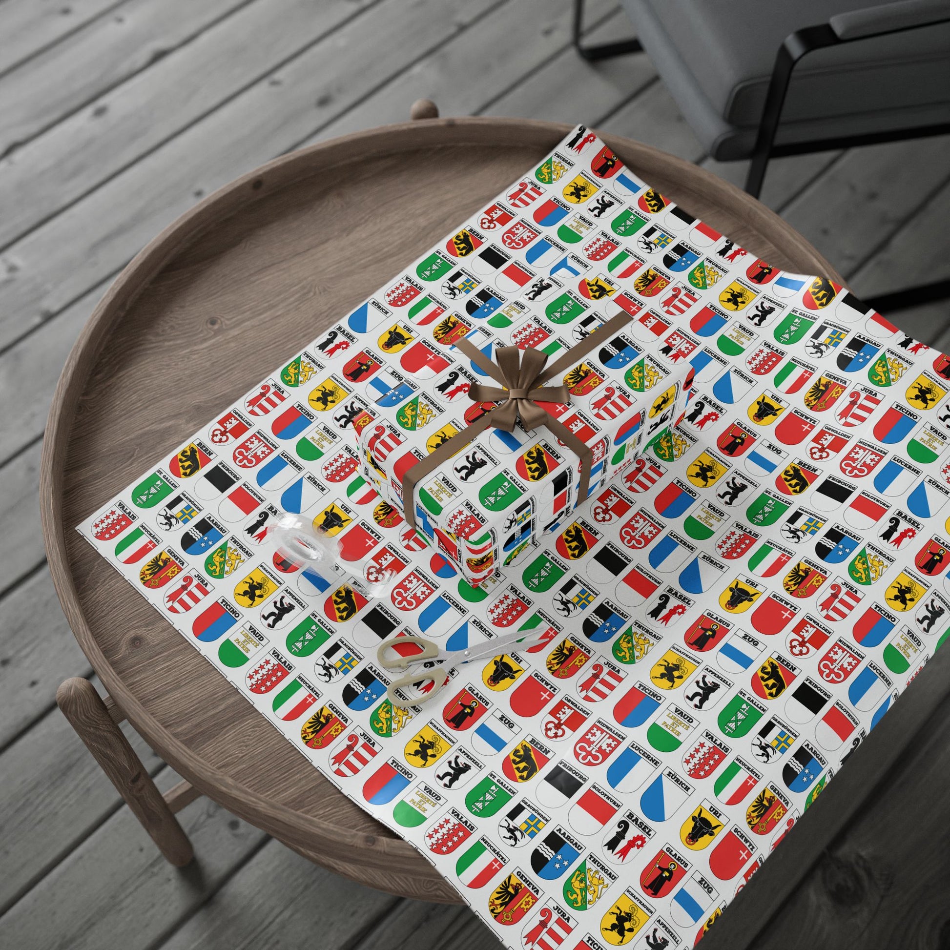 Swiss souvenir gift wrap with national symbols