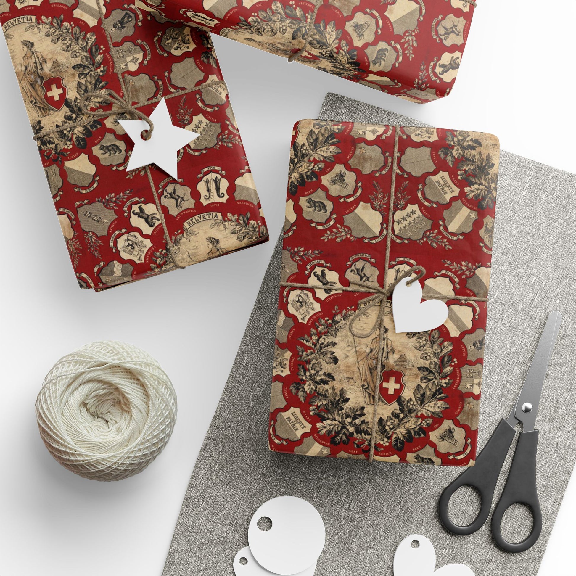 Swiss cantons vintage wrapping paper pattern