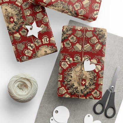 Swiss cantons vintage wrapping paper pattern