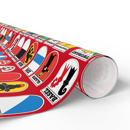 colorful Swiss canton shields wrapping paper