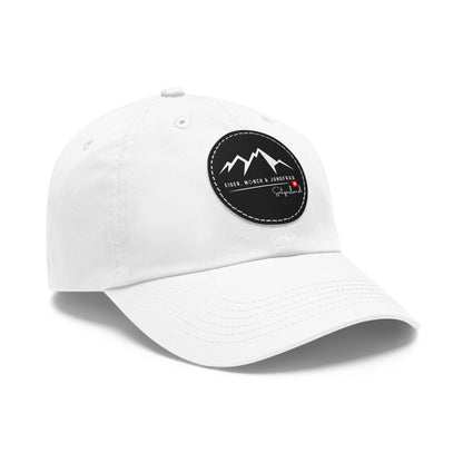 Mountain Patch Dad Hat — Leather Round Adventure Cap