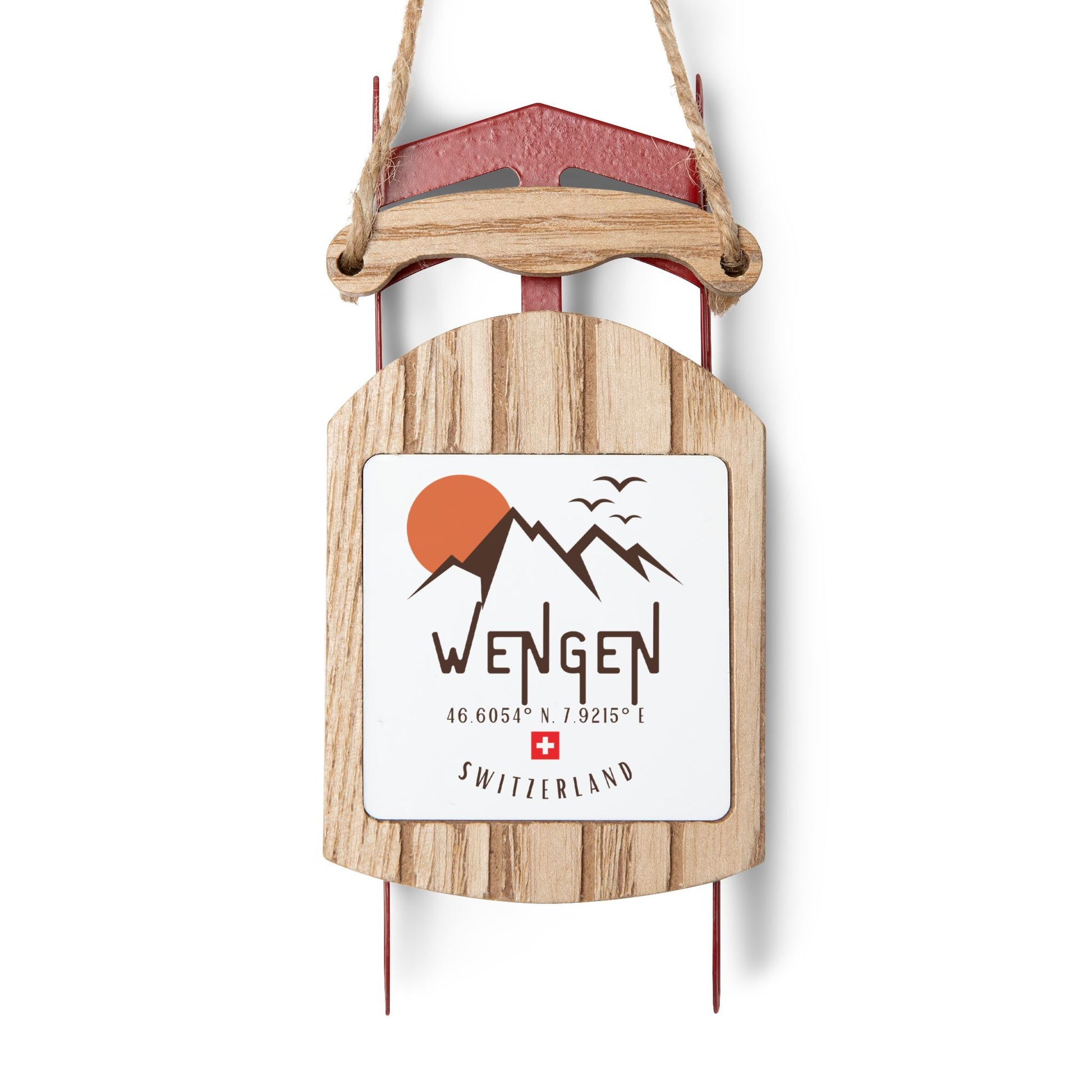 Swiss sled ornament with Wengen design