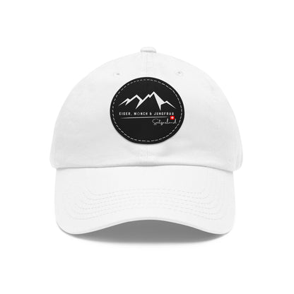 Mountain Patch Dad Hat — Leather Round Adventure Cap