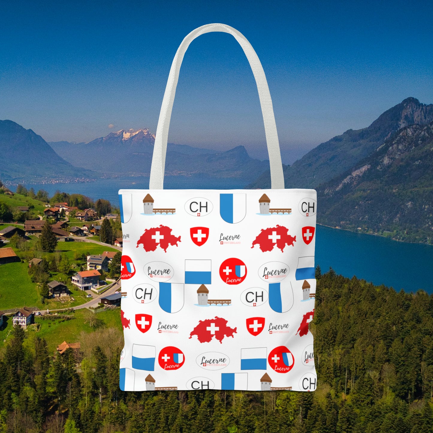 Lucerne, Switzerland Heritage All-Over Print Tote Bag